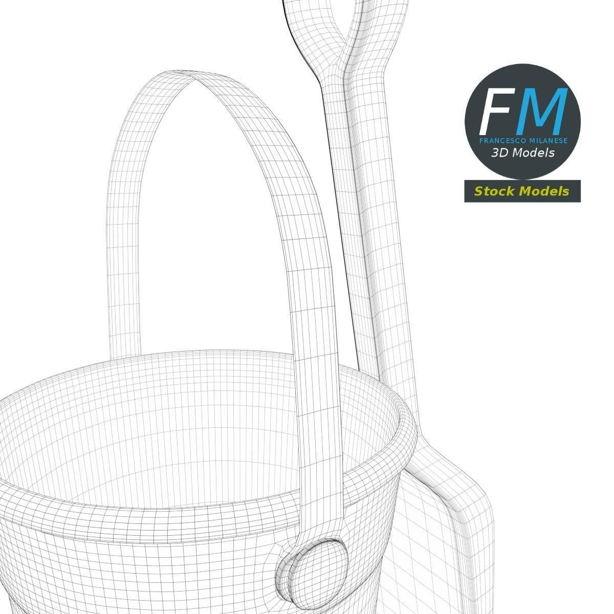 Beach bucket and shovel set 3D model_8