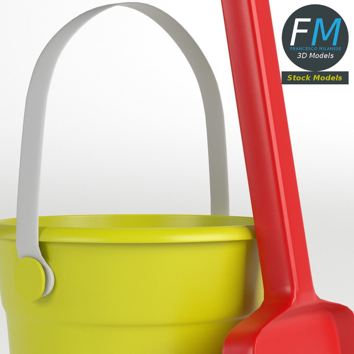 Beach bucket and shovel set 3D model_3