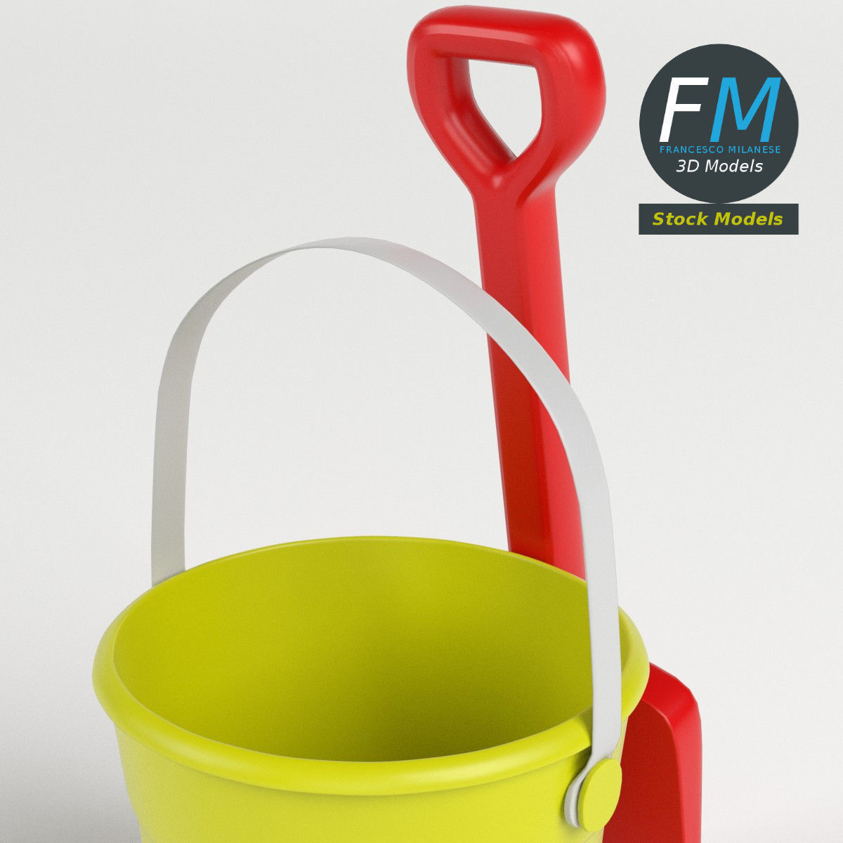 Beach bucket and shovel set 3D model_4