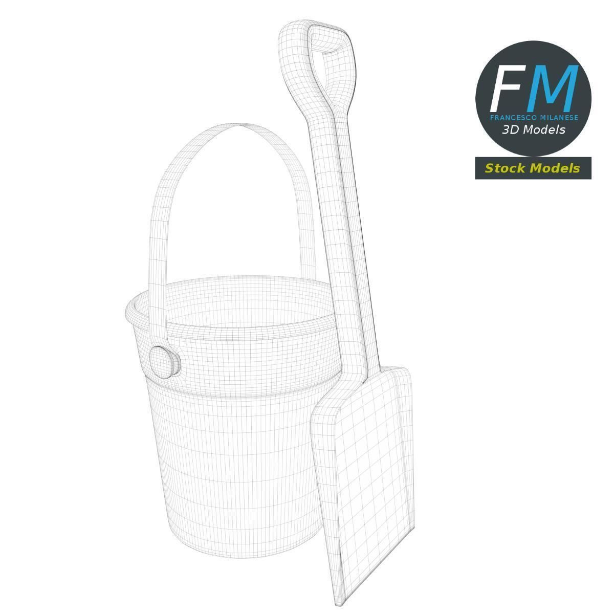Beach bucket and shovel set 3D model_7