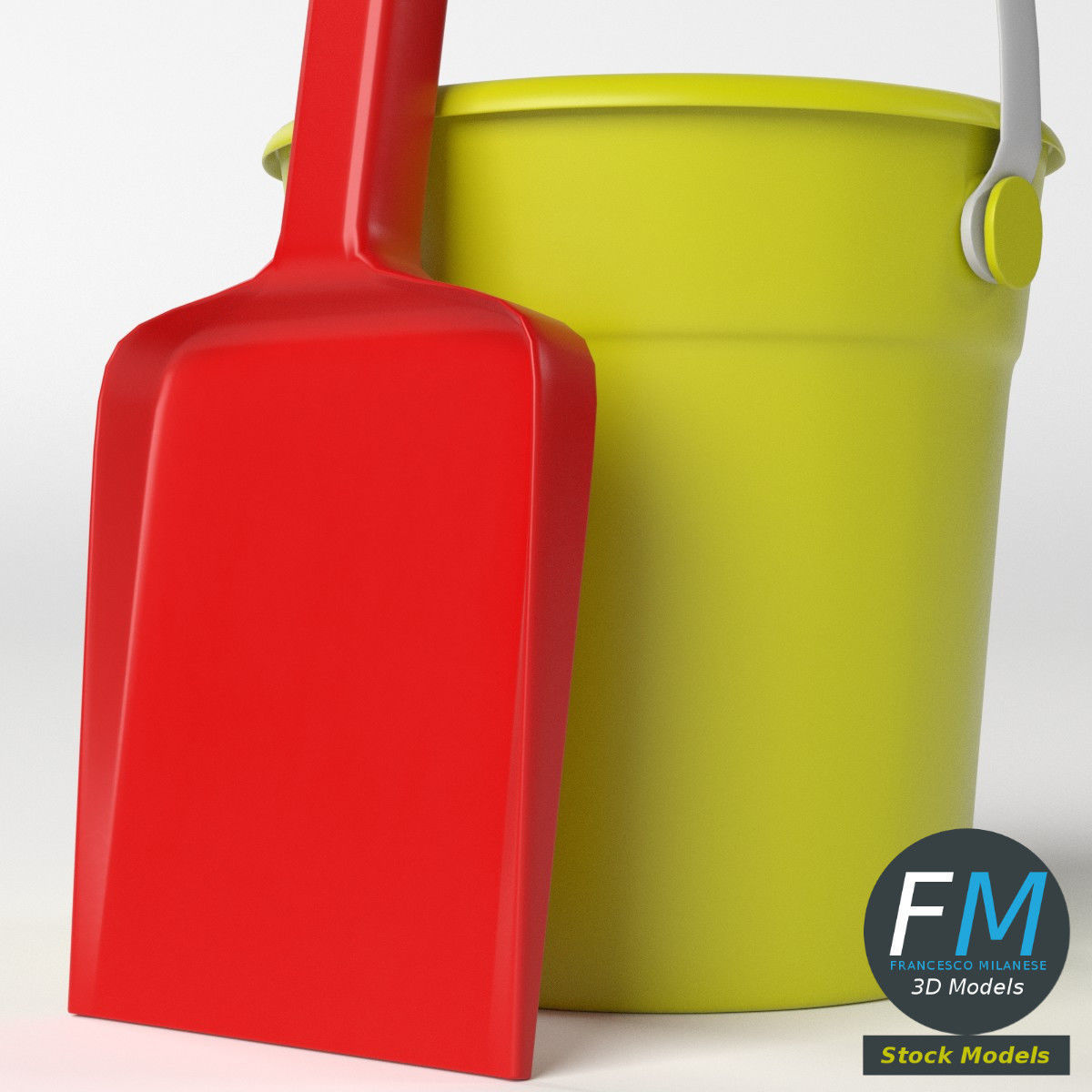 Beach bucket and shovel set 3D model_5