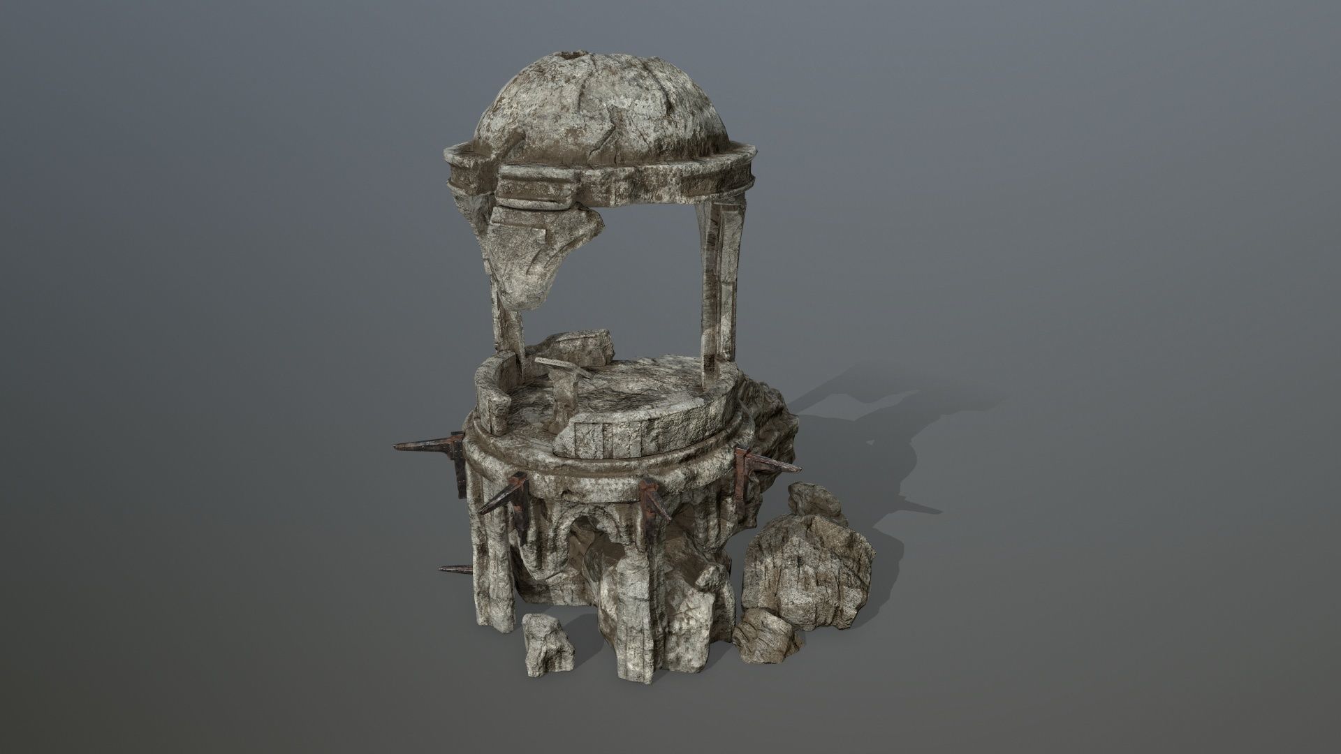 old temple  Low-poly 3D model_9