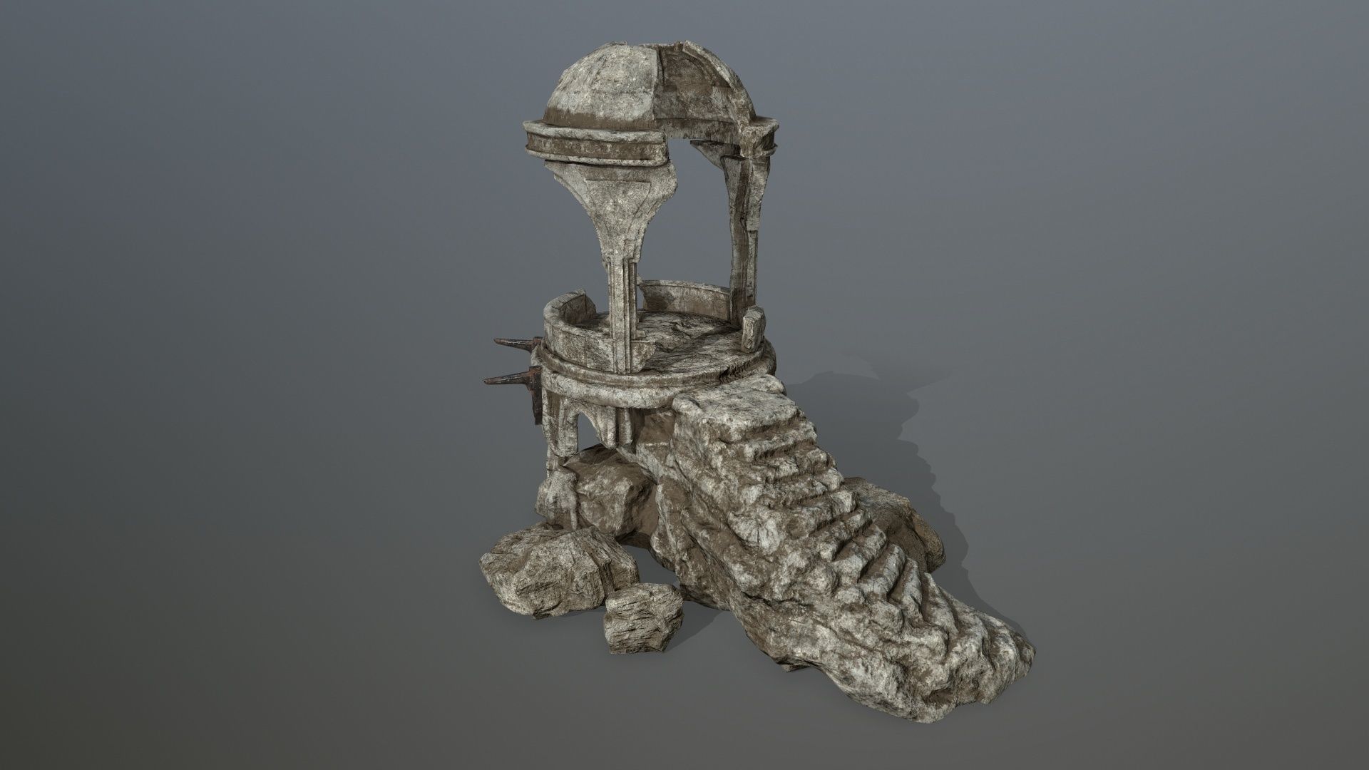 old temple  Low-poly 3D model_6
