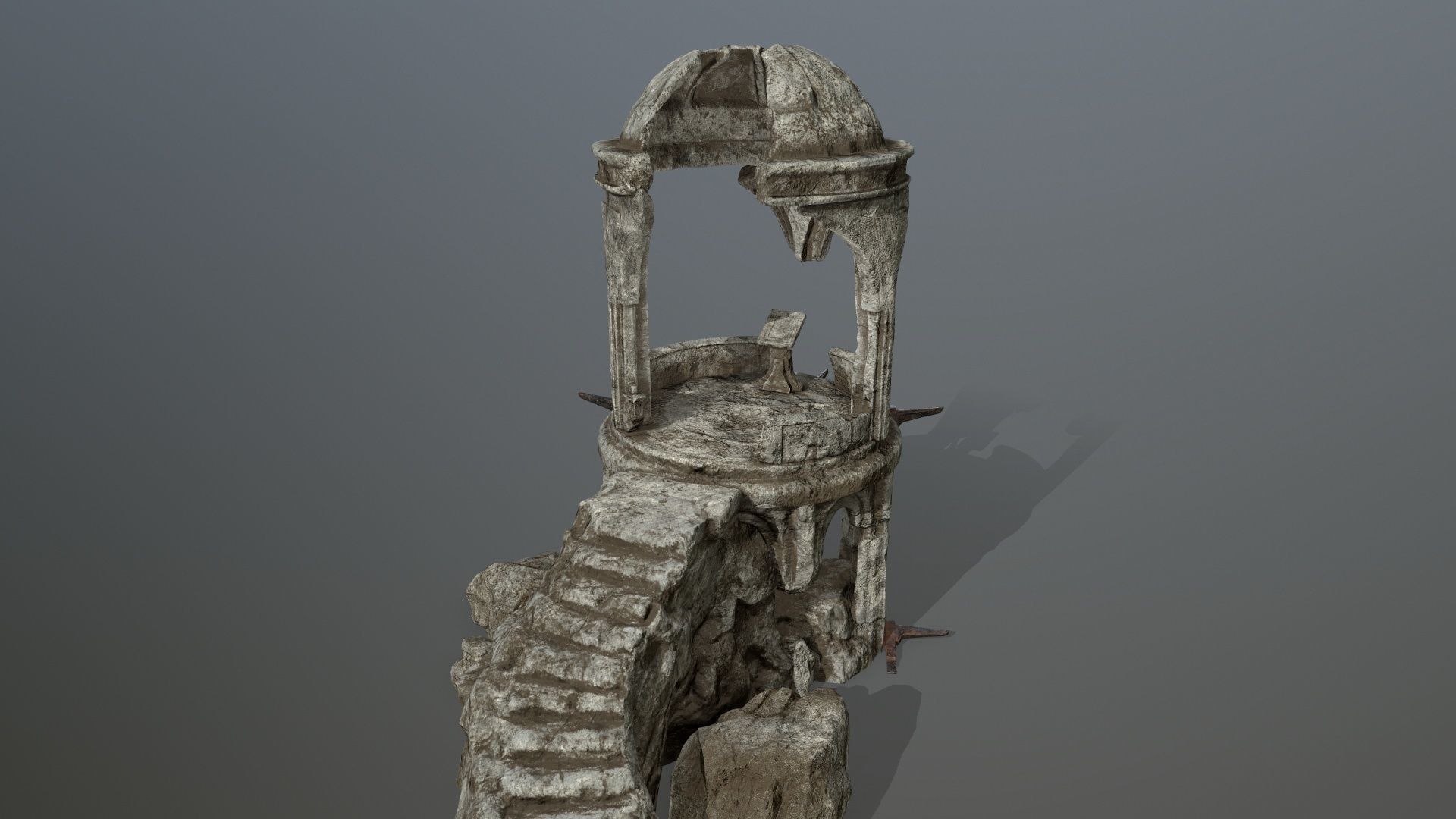 old temple  Low-poly 3D model_4