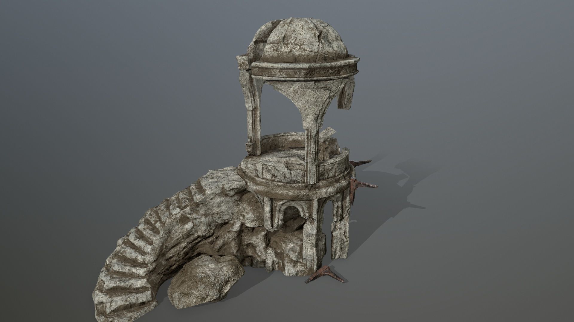 old temple  Low-poly 3D model_3