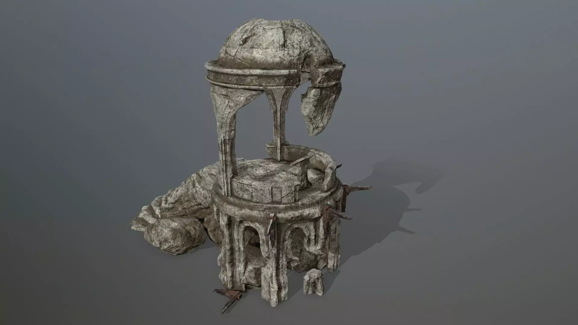 old temple  Low-poly 3D model_0