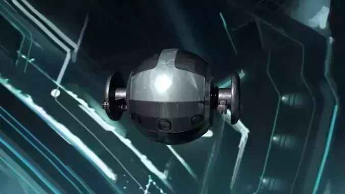 robot futuristic spaceship flying in air