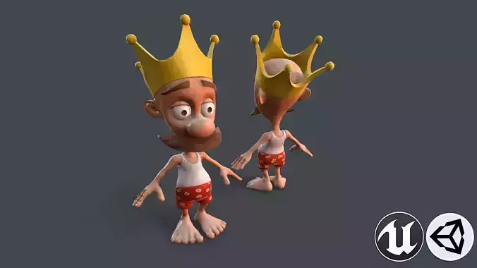 King R cartoon character wearing crown