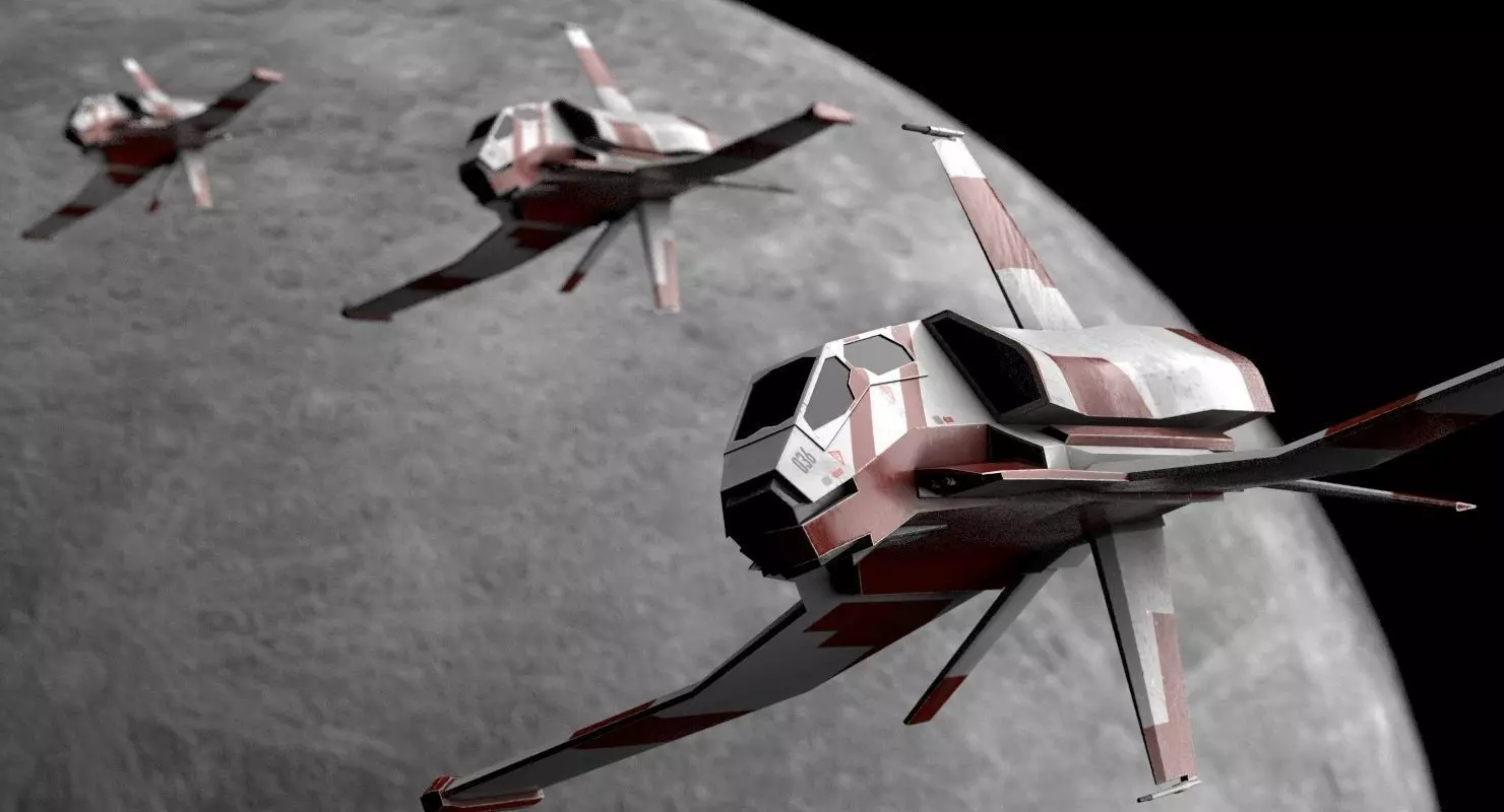 Space Fighter Low-poly 3D model_0