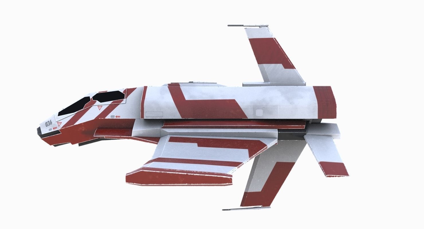 Space Fighter Low-poly 3D model_9