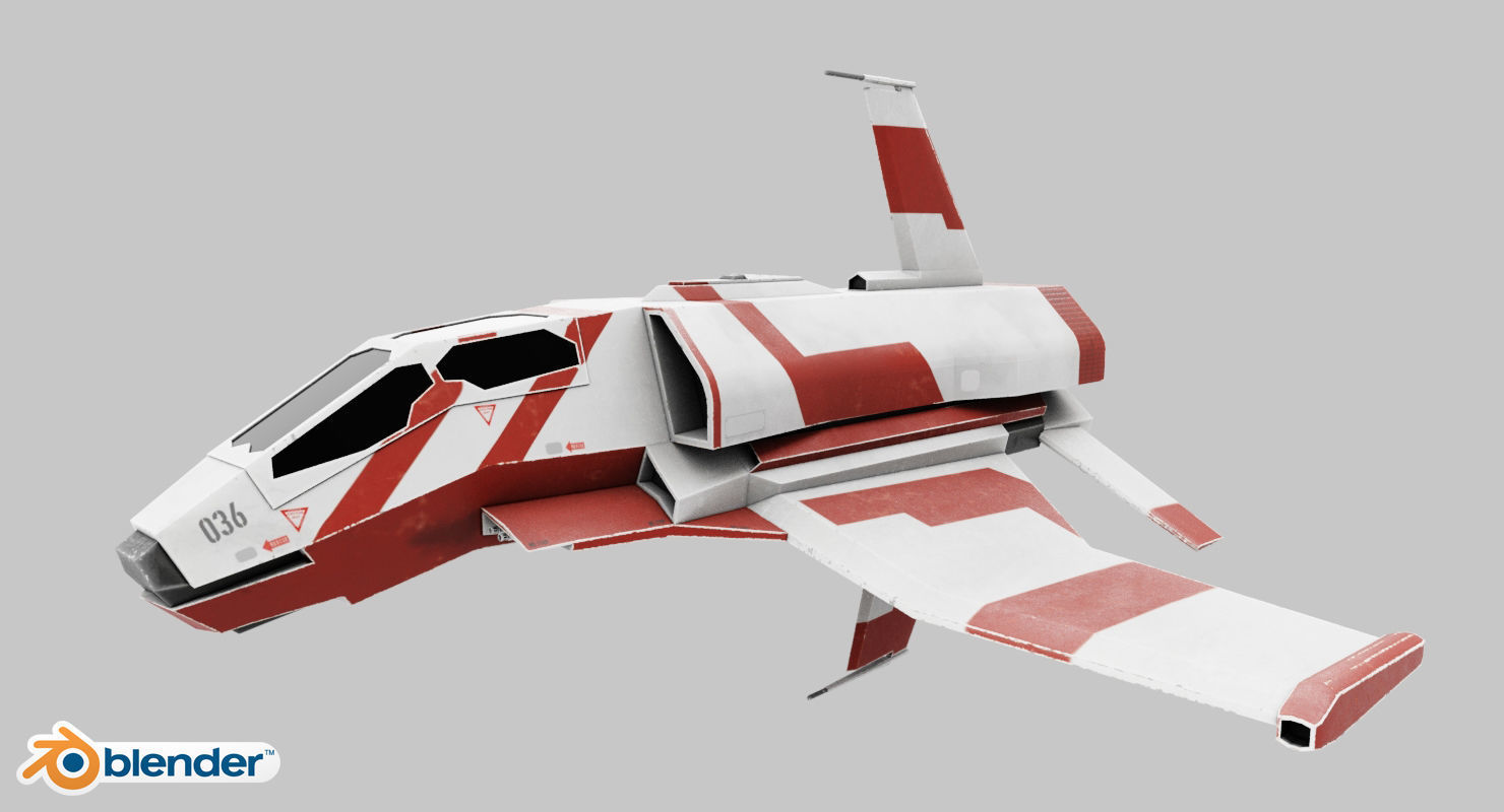 Space Fighter Low-poly 3D model_14