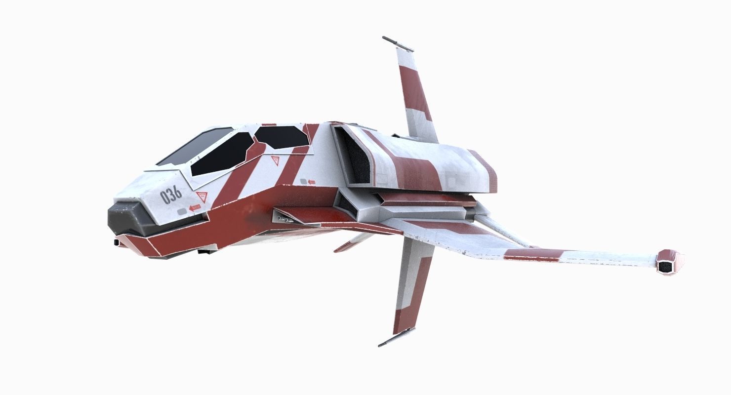 Space Fighter Low-poly 3D model_2