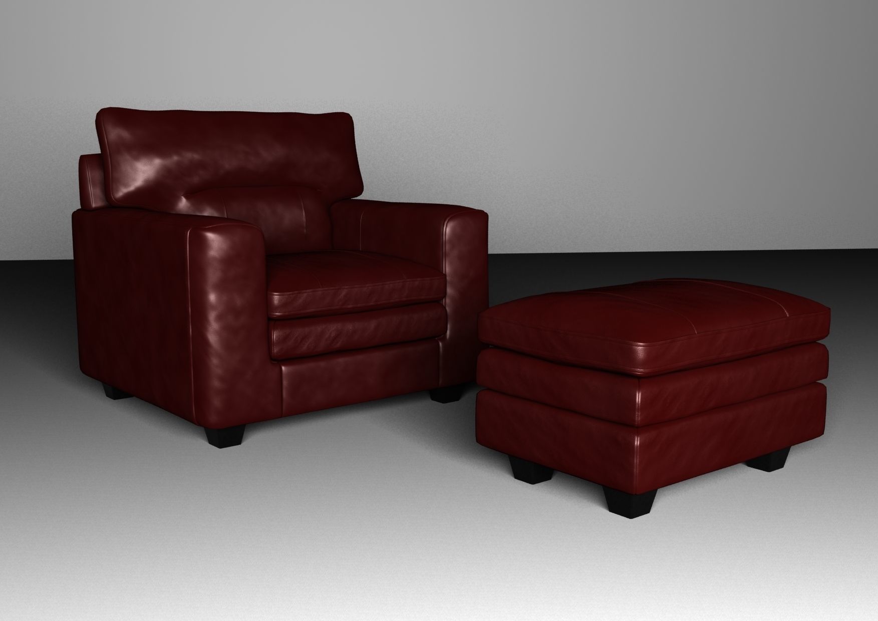 interior leather chair and ottoman Low-poly 3D model_5