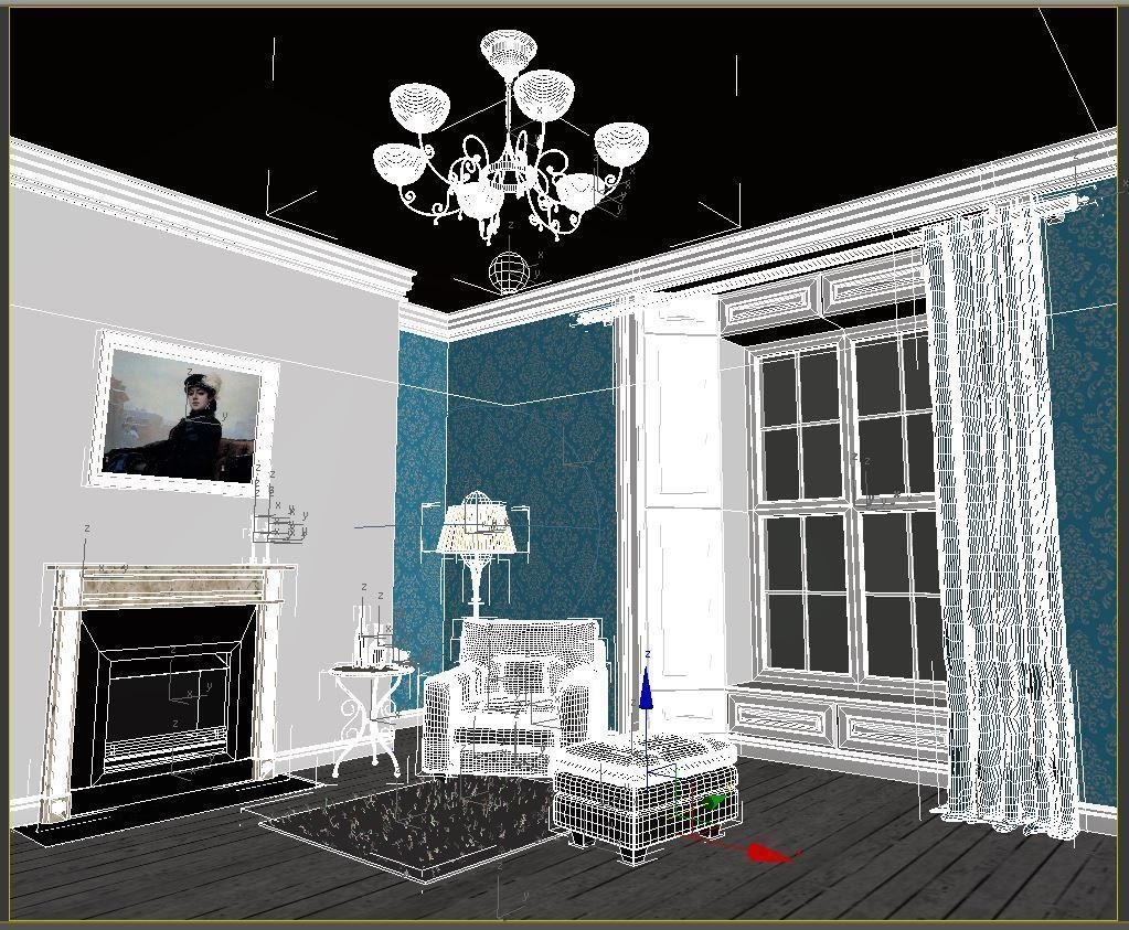 interior leather chair and ottoman Low-poly 3D model_6