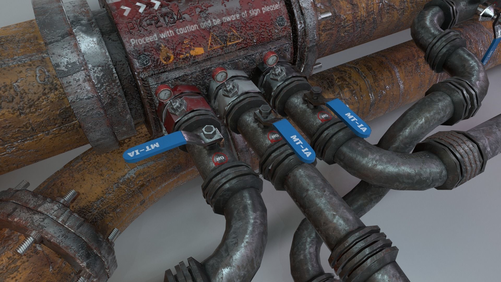 Modular Industrial Pipes Low-poly 3D model_15