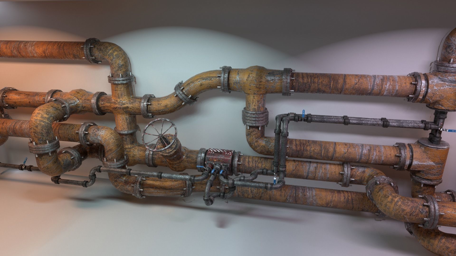 Modular Industrial Pipes Low-poly 3D model_3