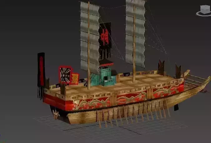 old korea battle ship panoksun korea name Low-poly 3D model