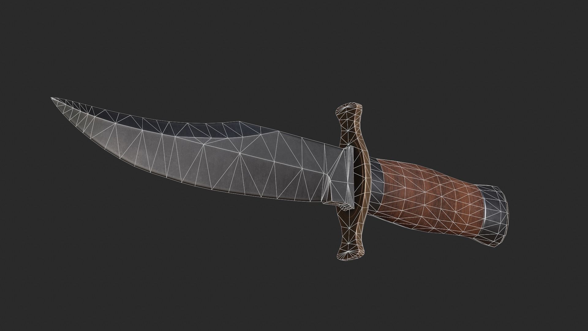 Bowie knife Low-poly 3D model_7