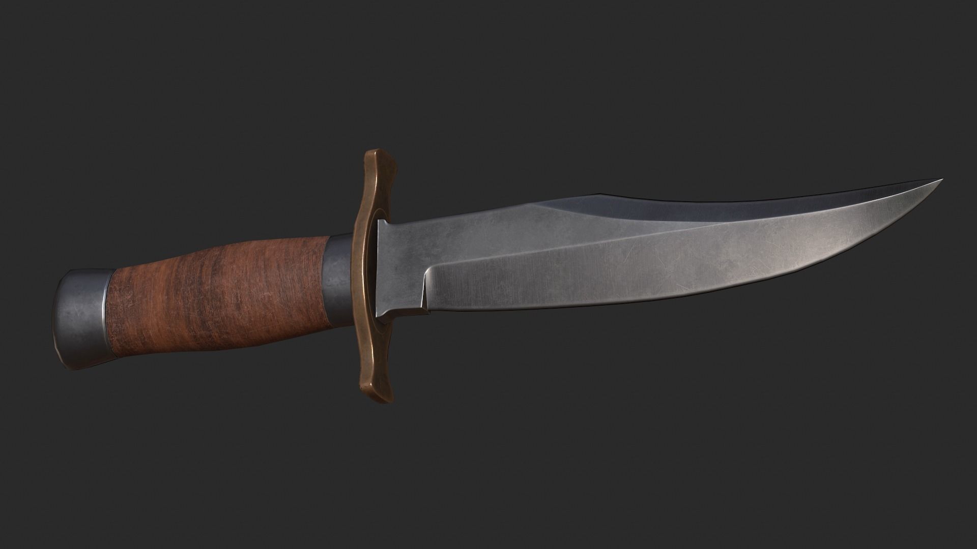 Bowie knife Low-poly 3D model_5