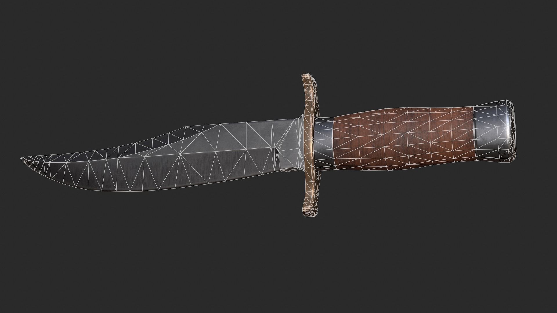 Bowie knife Low-poly 3D model_6