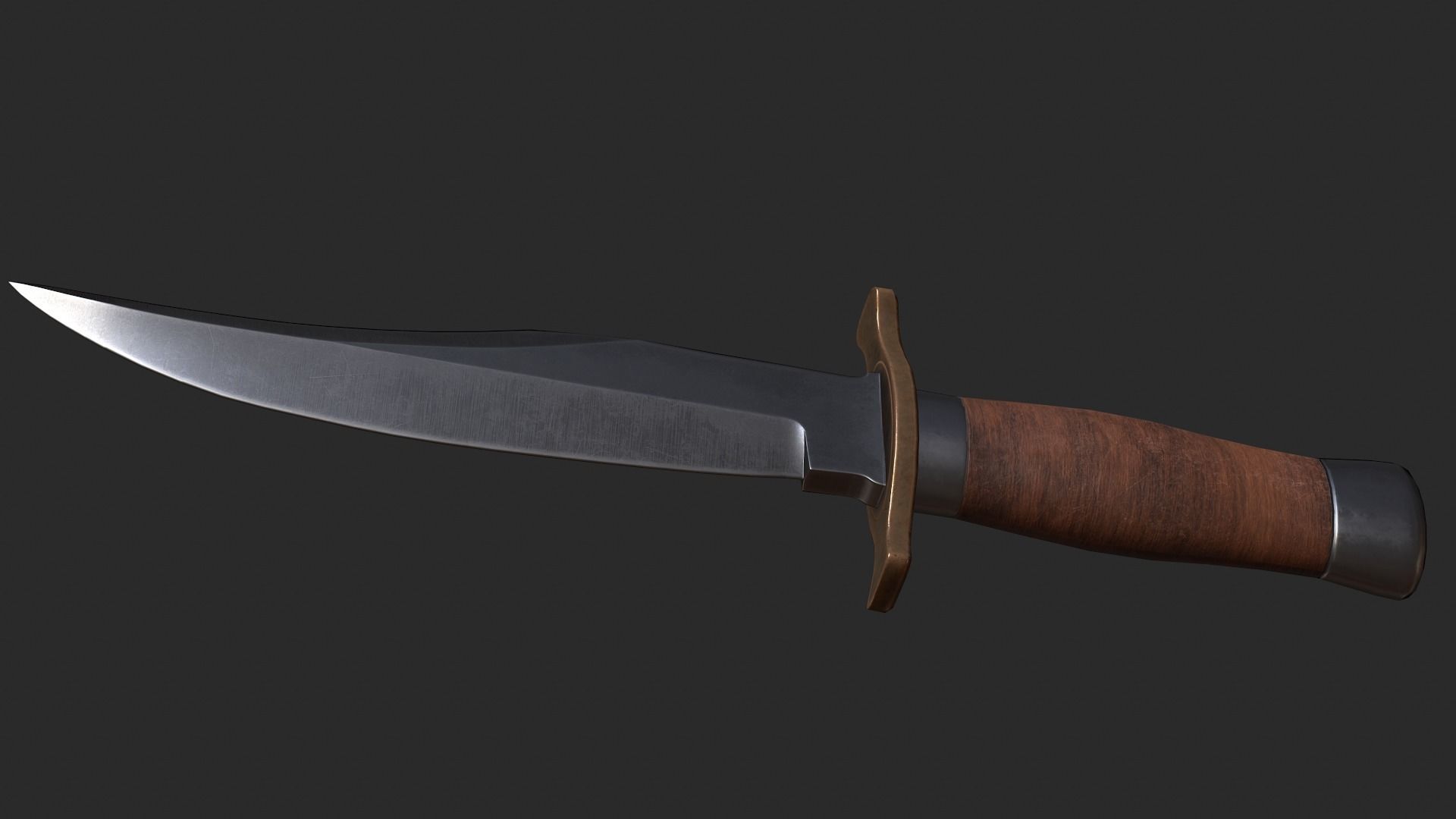 Bowie knife Low-poly 3D model_3