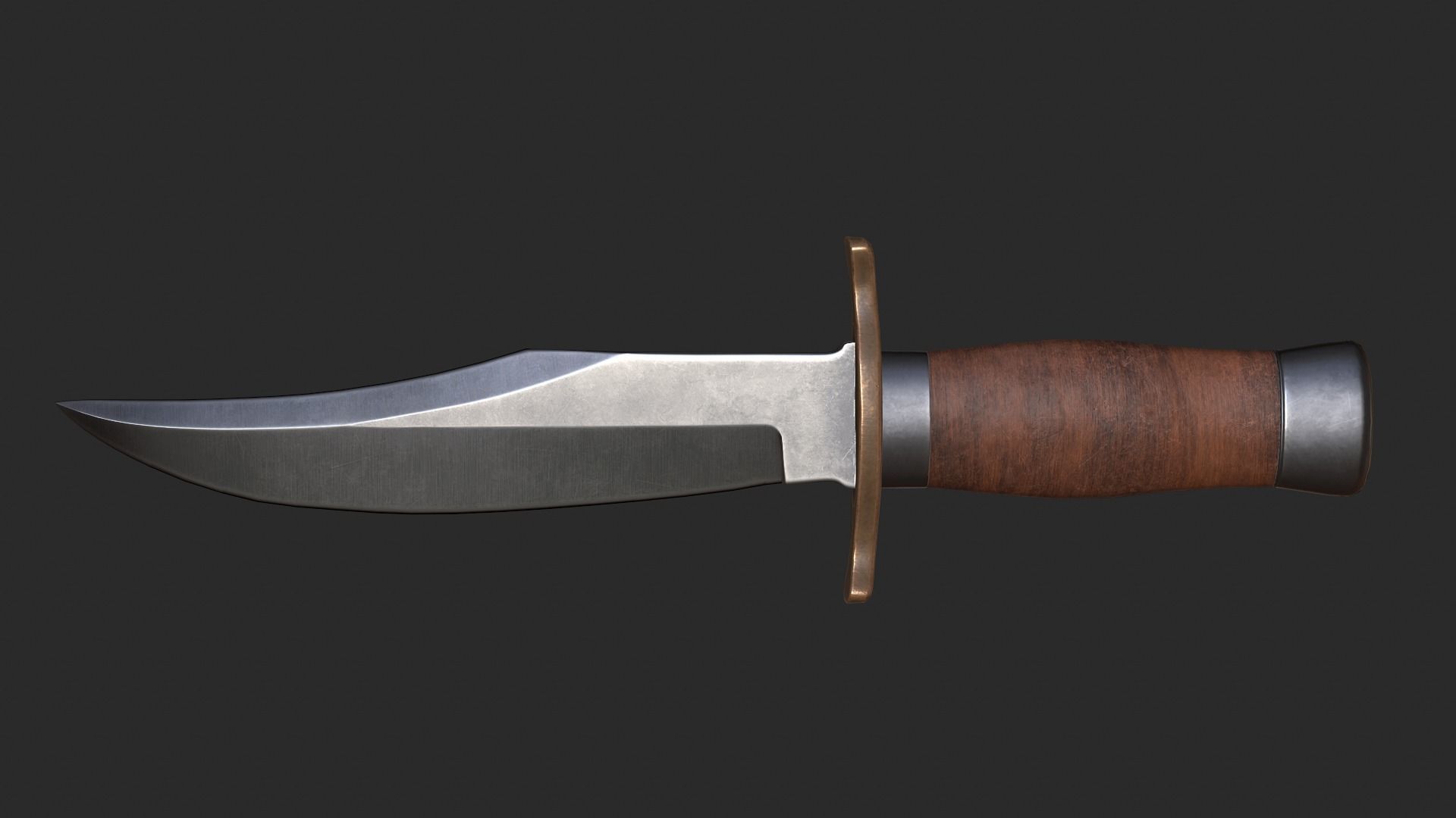 Bowie knife Low-poly 3D model_1