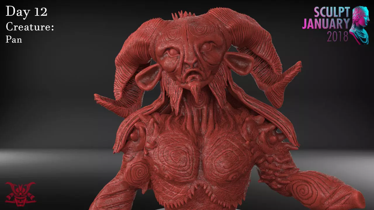 Pan Sculpture Timelapse And Model 3D print model_0