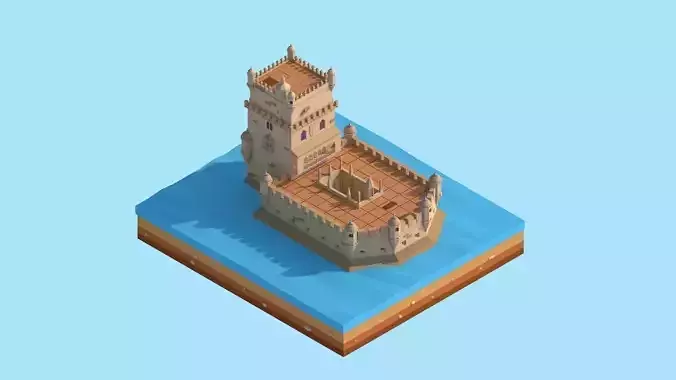Cartoon Lowpoly Belem Tower