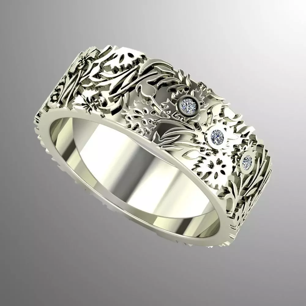 Ring k 3 emerald wedding 3D print model_0