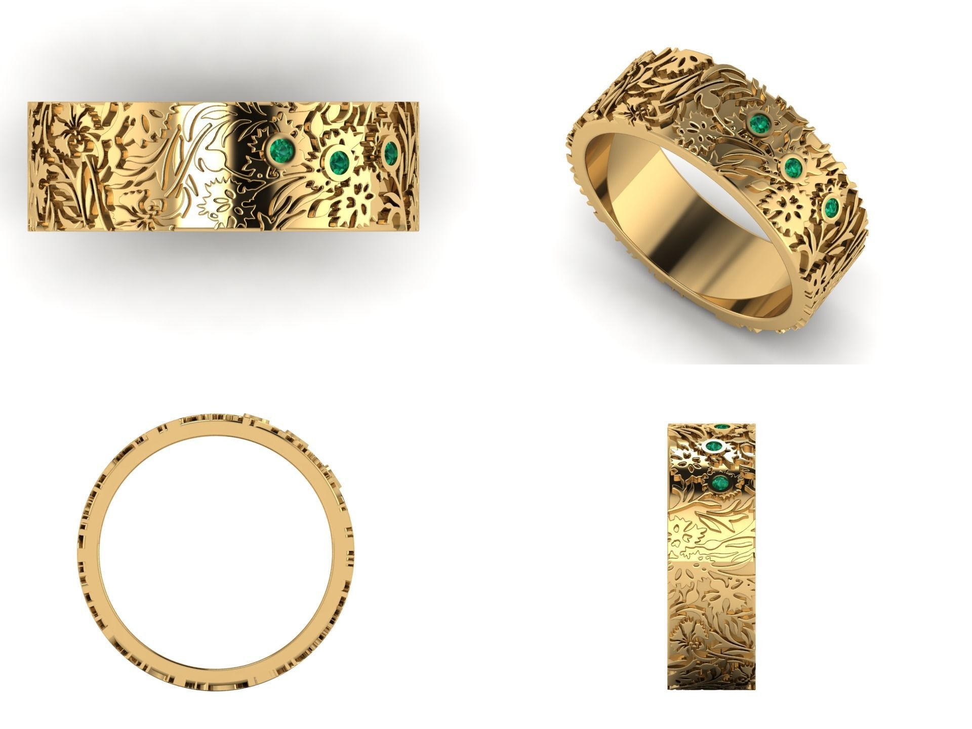 Ring k 3 emerald wedding 3D print model_3