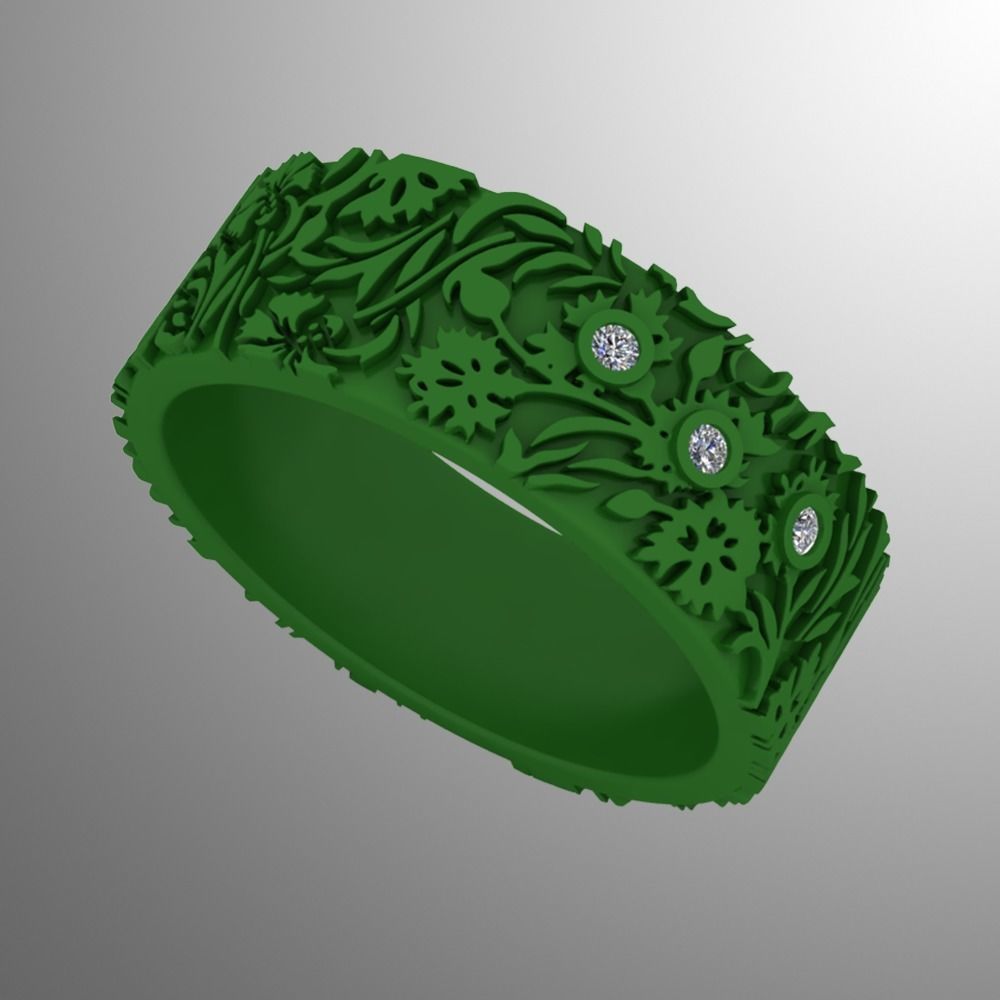 Ring k 3 emerald wedding 3D print model_2