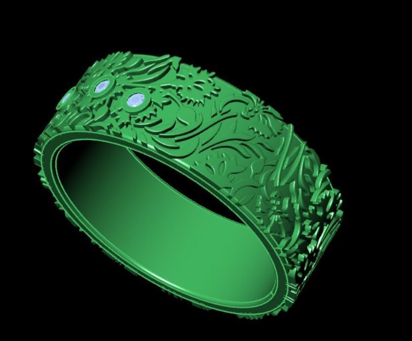 Ring k 3 emerald wedding 3D print model_7