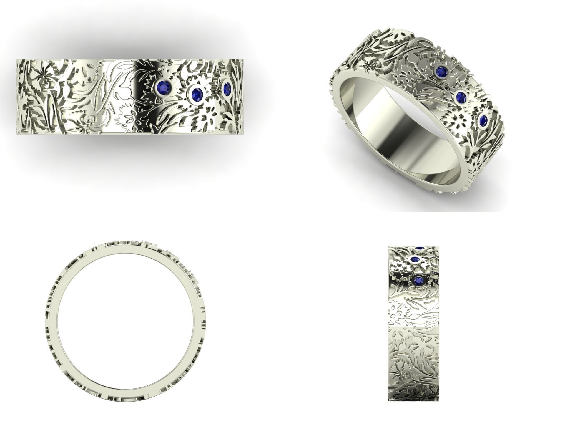 Ring k 3 emerald wedding 3D print model_4