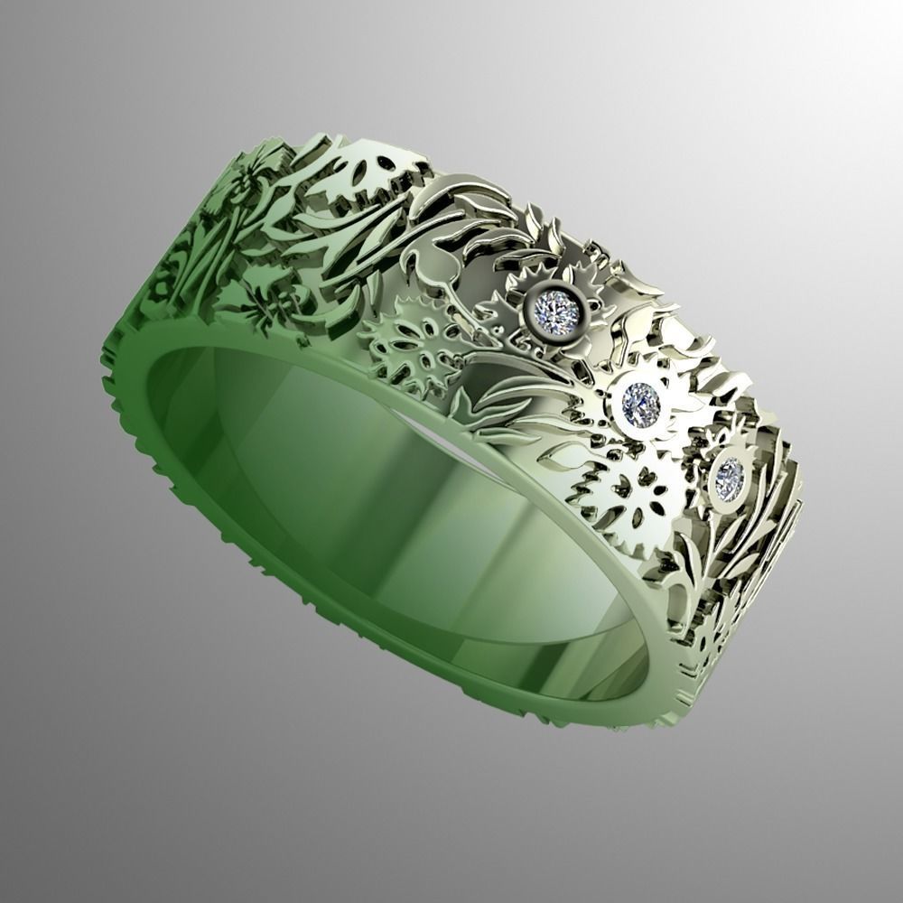 Ring k 3 emerald wedding 3D print model_1