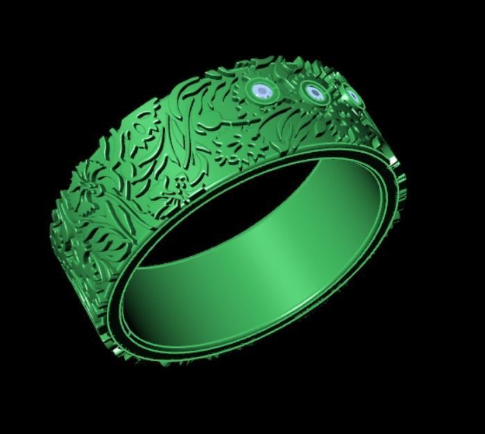 Ring k 3 emerald wedding 3D print model_13