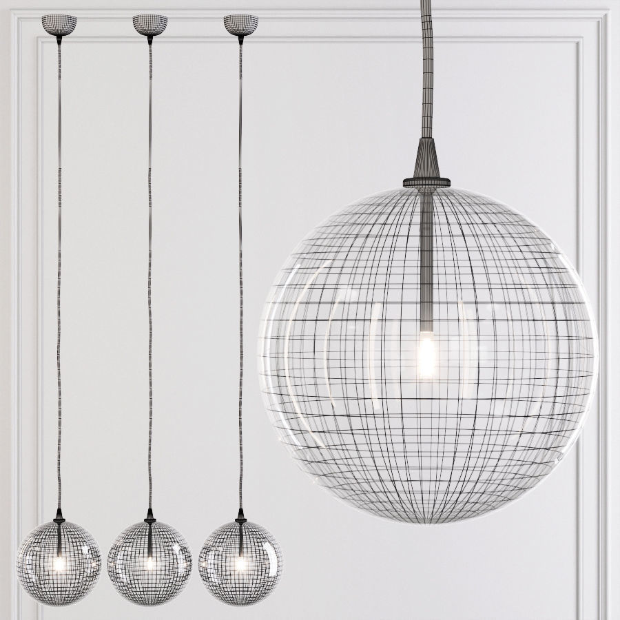 Restoration Hardware Glass Globe Mobile Pendant 10 Nickel 3D model_1