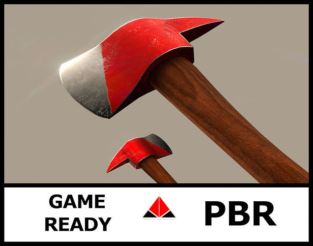 Fire axe Low-poly 3D model