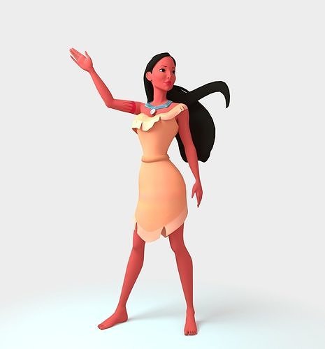 Pocahontas disney character in dress Free 3D model