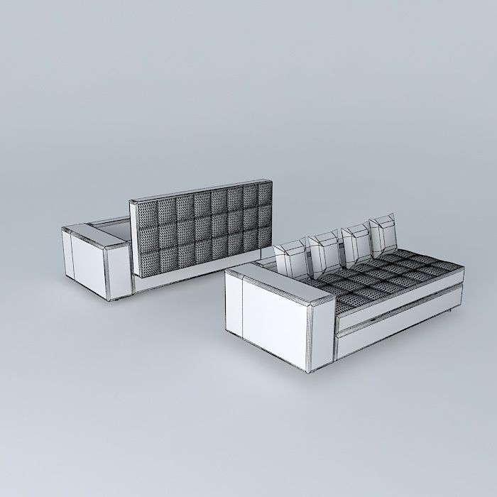 Sofa quilted Housed | Tufted Chaise w / Storage Free 3D model_4