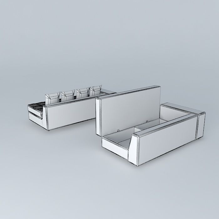 Sofa quilted Housed | Tufted Chaise w / Storage Free 3D model_3