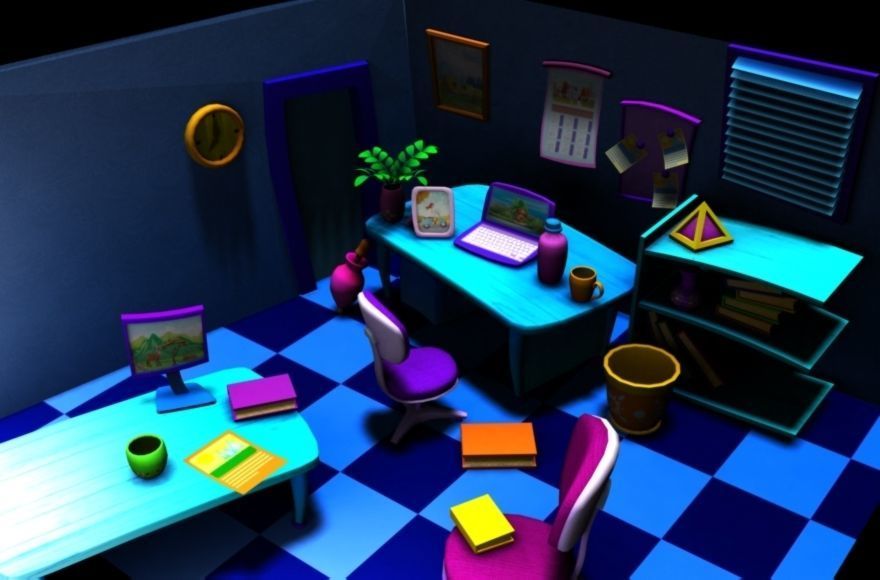 Cartoon Office Pack  Low-poly 3D model_7