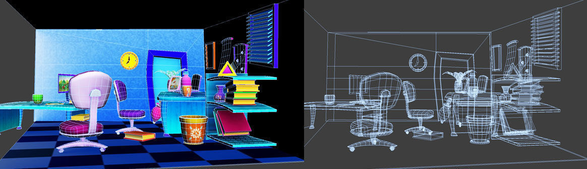 Cartoon Office Pack  Low-poly 3D model_1