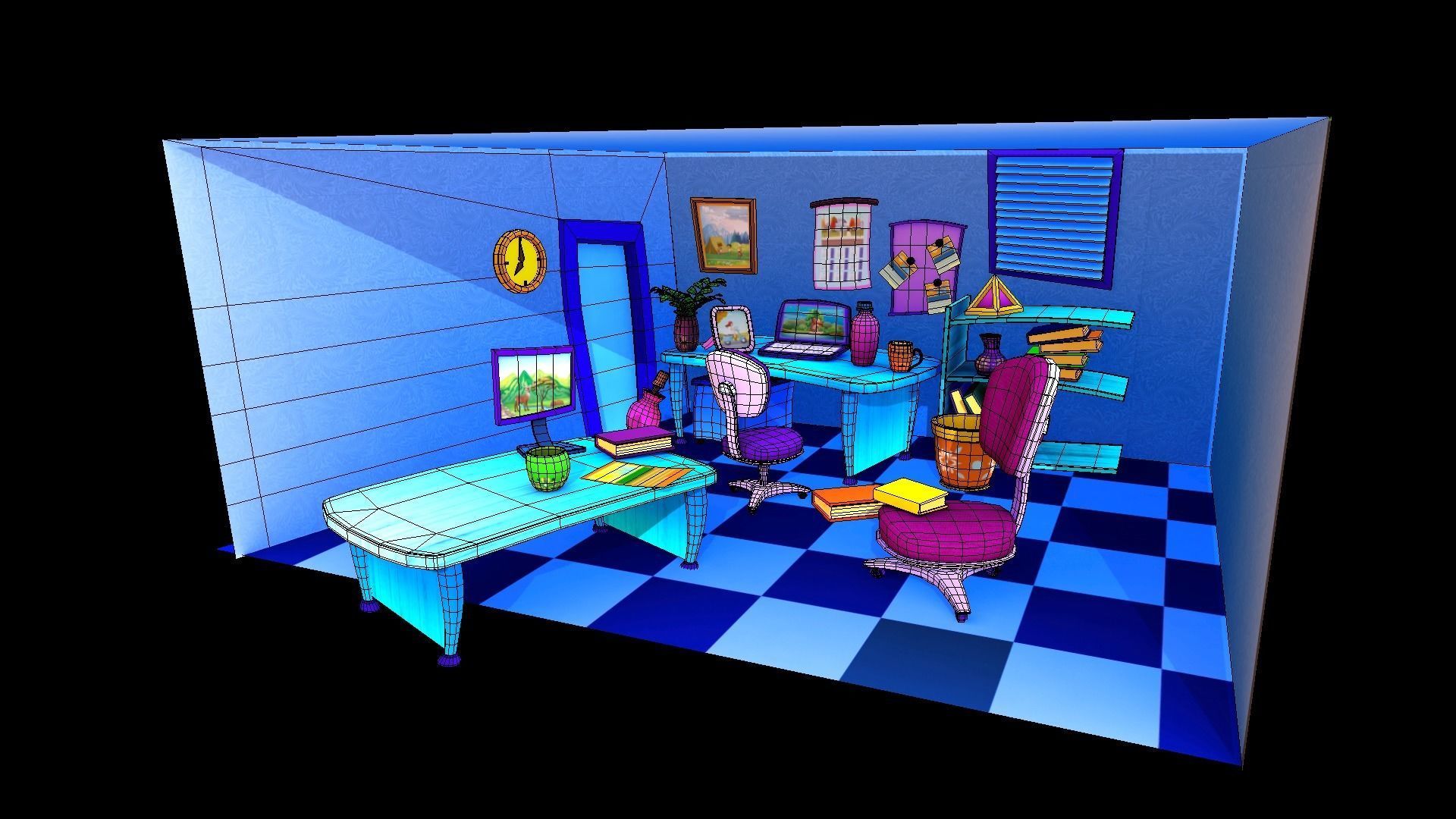 Cartoon Office Pack  Low-poly 3D model_10