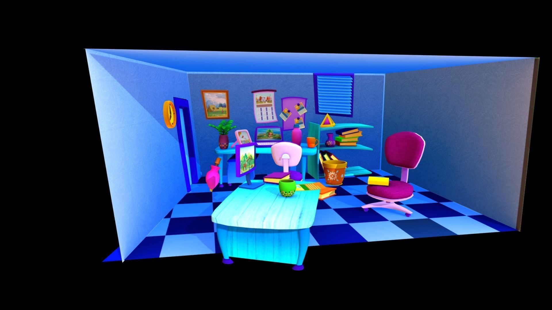 Cartoon Office Pack  Low-poly 3D model_9