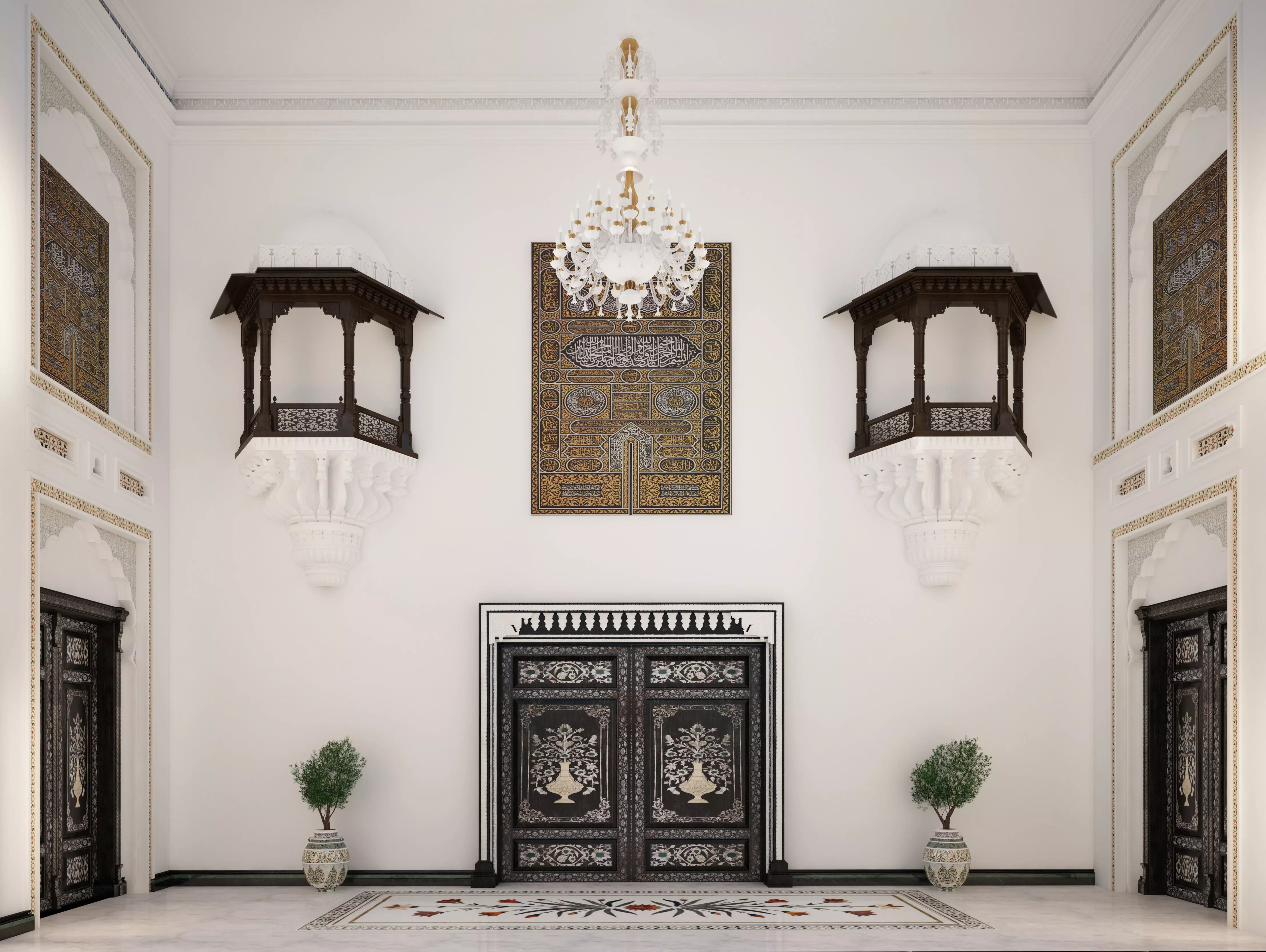 Darbar room indian architecture 3D model_0