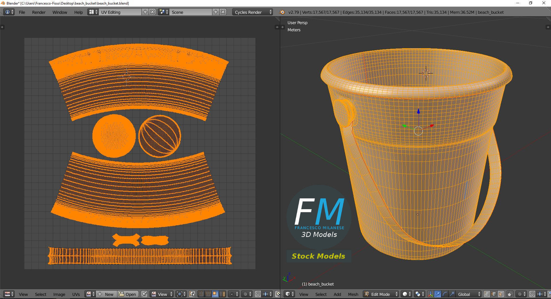 Beach bucket 3D model_10