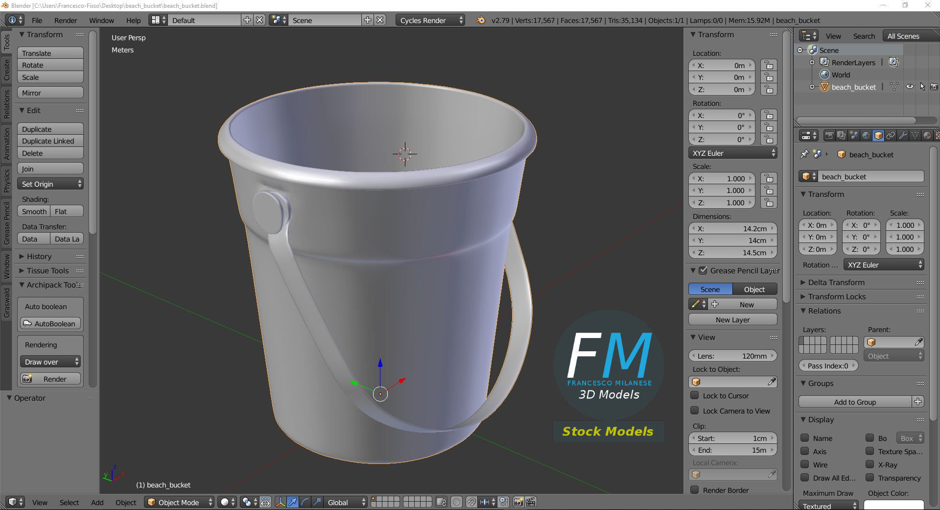 Beach bucket 3D model_9