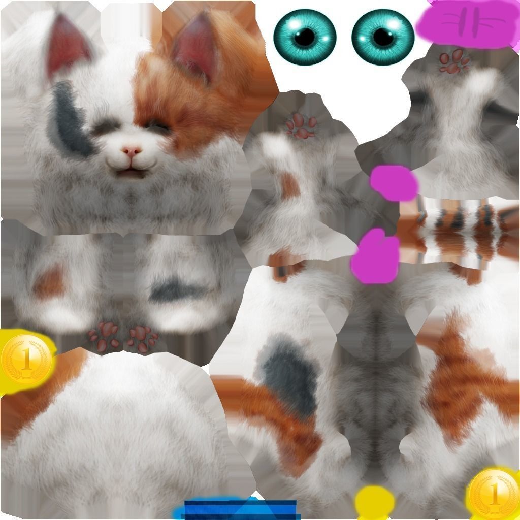 Animated Cat SET Free low-poly 3D model_4