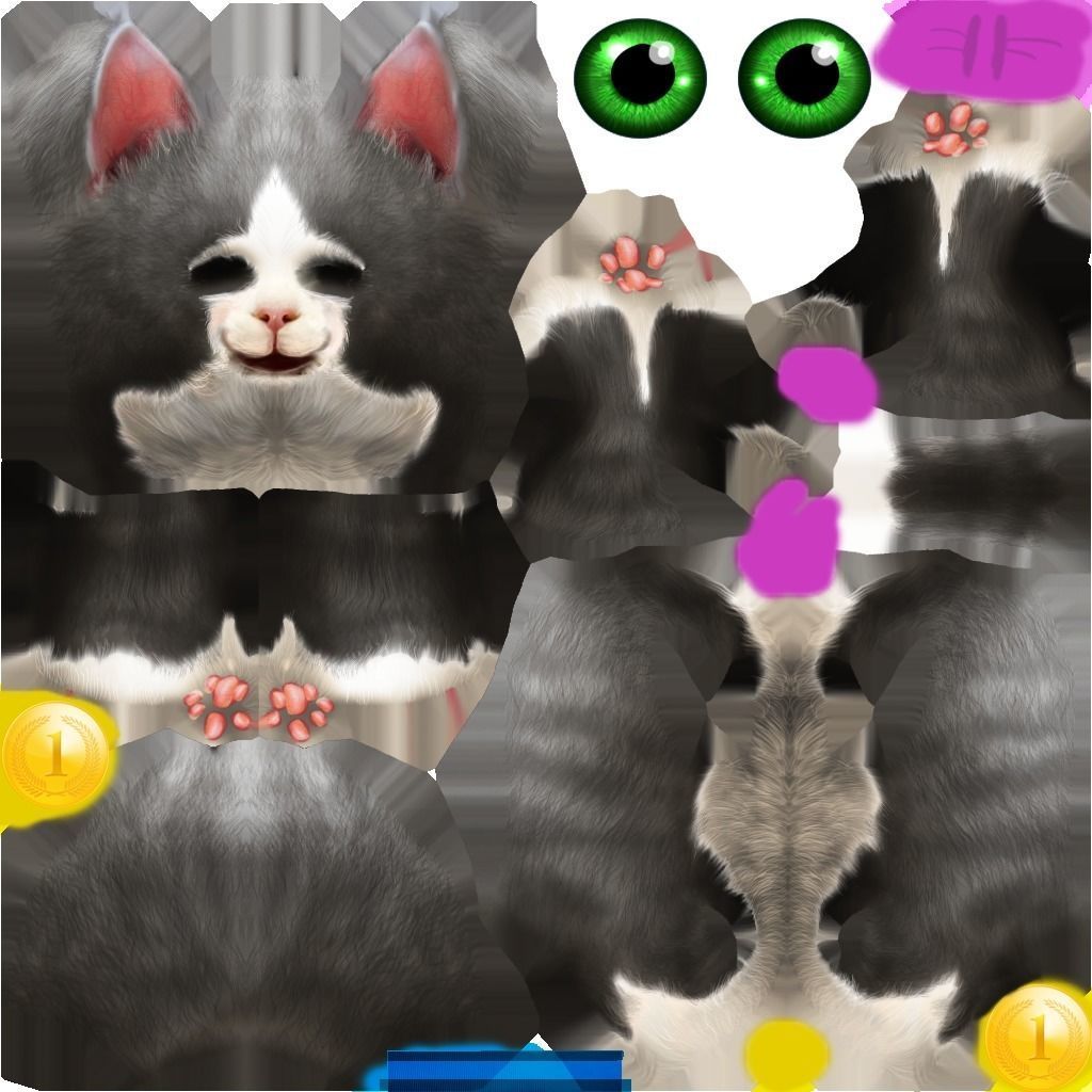 Animated Cat SET Free low-poly 3D model_5