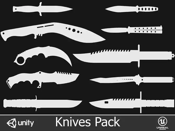 Knives Pack Low-poly 3D model